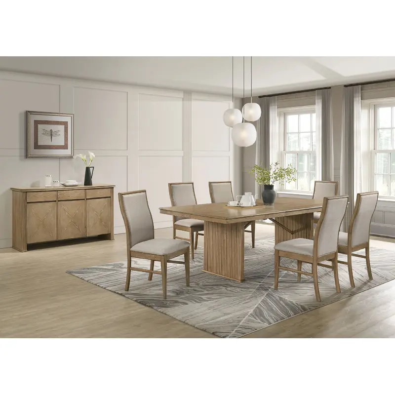 Adina 8-piece Extension Dining Set Distressed Light Brown