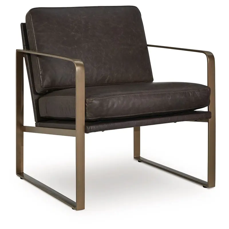 Bradett - Accent Chair - Dark Brown / Gold Finish