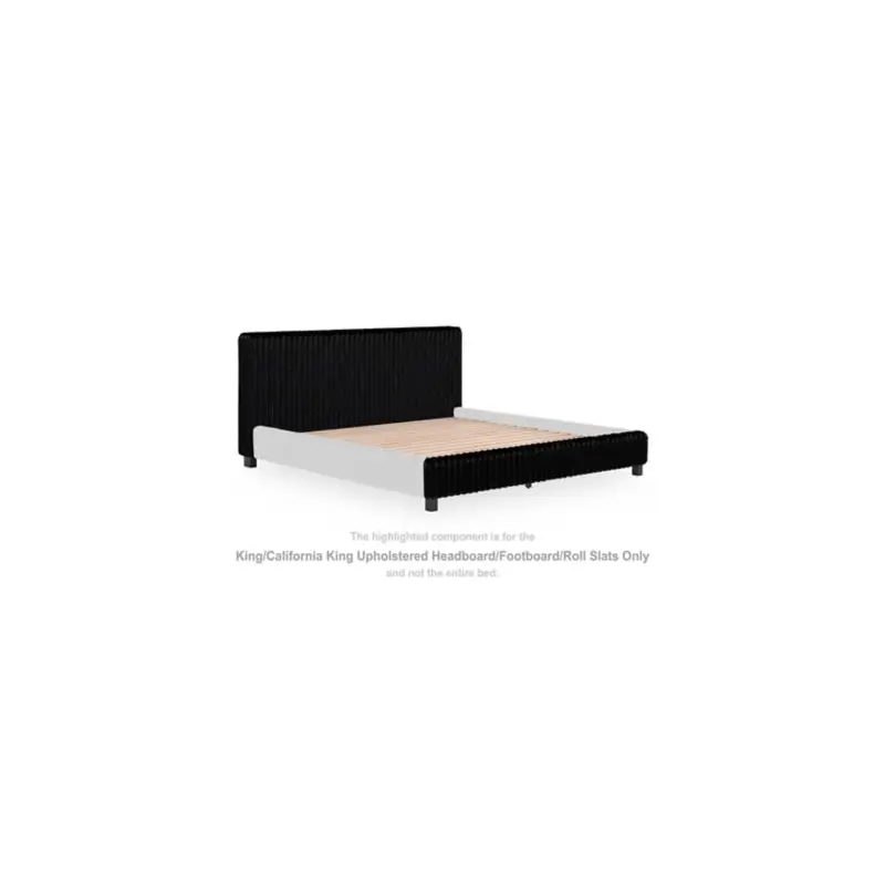 Zuraleus - King/California King Upholstered Headboard/Footboard/Roll Slats - Black