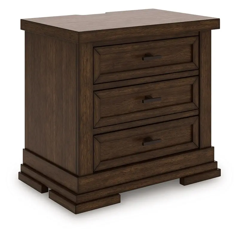 Taffenbrook - Three Drawer Night Stand - Medium Brown
